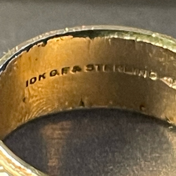 Clark & Coombs 10k GF & Sterling Band W/ Dbl Row Of Hearts 1930-50’s Vntg 6.5-7 - Picture 8 of 16